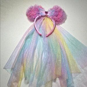 Pink and Rainbow Mouse Ears Headband